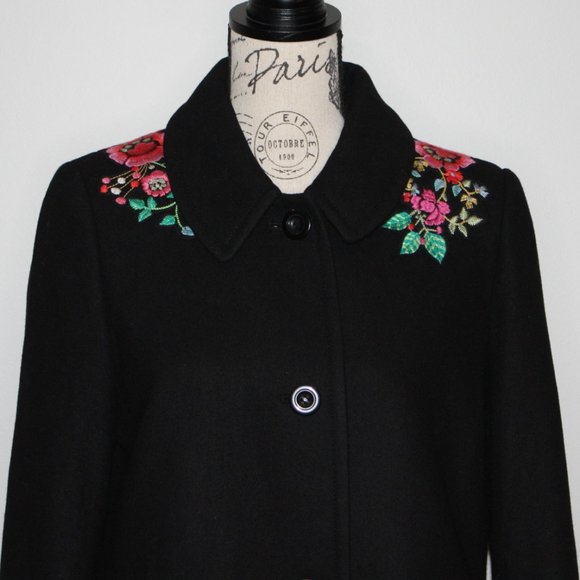 Loft Women's Floral Embroidered Coat size M MSRP $188 - Picture 4 of 6